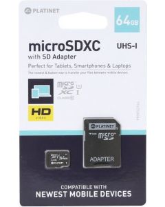 Karta pamięci PLATINET microSDXC 64GB Class 10 z adapterem - pic 1